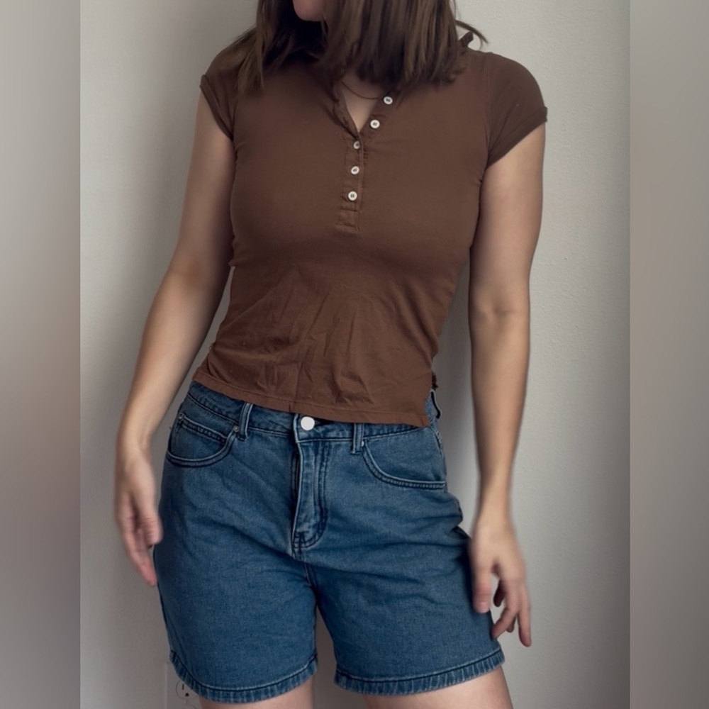 Brandy Melville John Galt Brown Button-Up Top